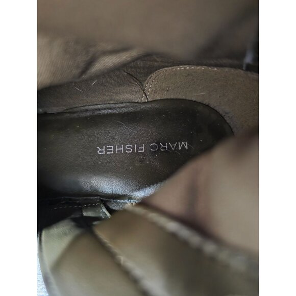 Marc Fisher Wide Calf Studded Tall Shaft Boots Olive Taupe 9M 15" Calf - Picture 4 of 10